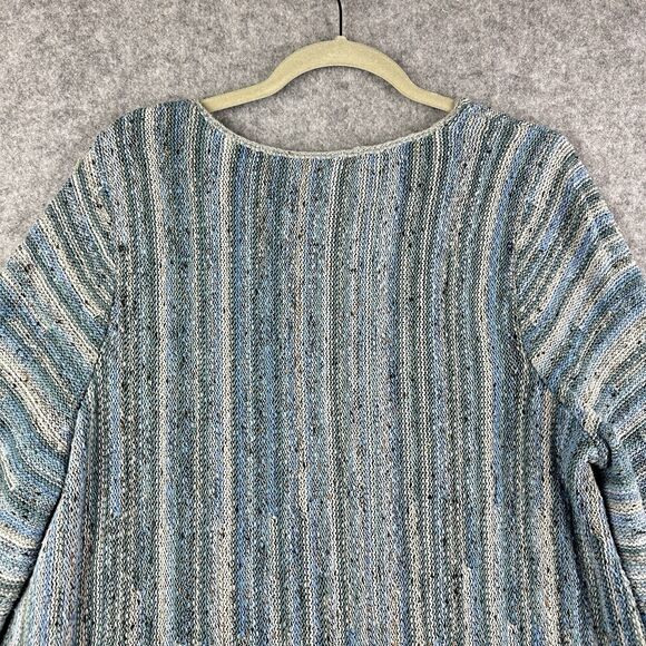 J Jill Sweater Womens XL Blue Confetti Striped Stretch Knit Pullover Coastal - Picture 6 of 14